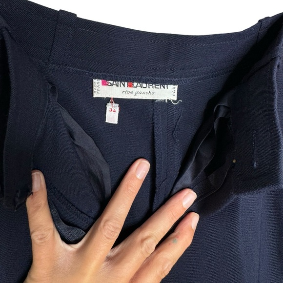 Yves Saint Laurent | Vintage Wool Pleated Wide Leg Trousers 34 - Picture 7 of 10